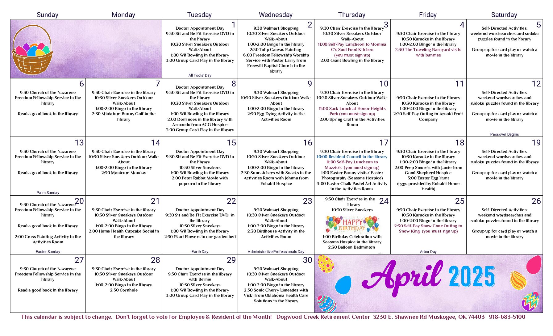 April 2025 Activities
